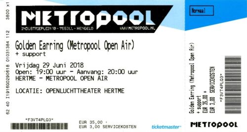 Golden Earring show ticket June 29, 2018 Hengelo - Openluchttheater Hertme